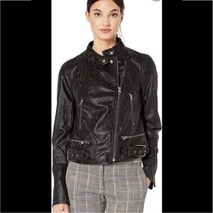 We the Free Vegan Moto Jacket Free People Black Faux Leather Biker Coat Sz S